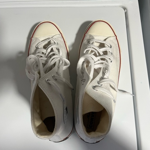 White High-Top Sneakers with Red Accents - Picture 3 of 5